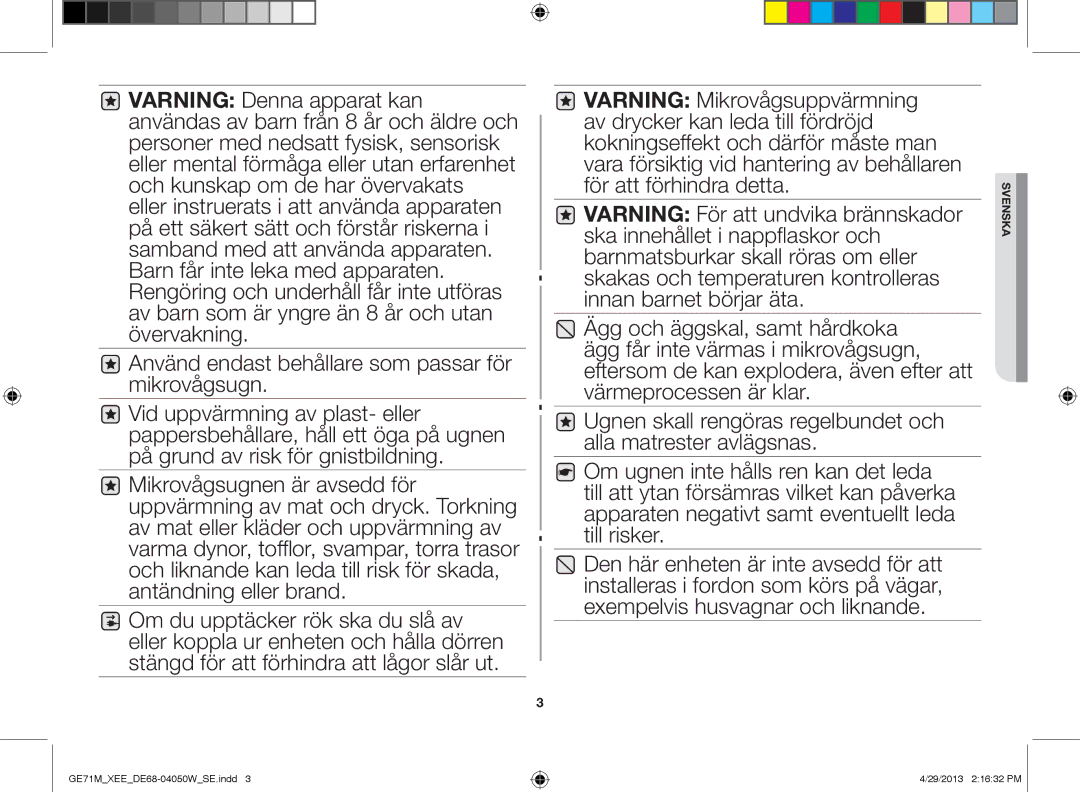 Samsung GE71M/XEE manual Svenska 