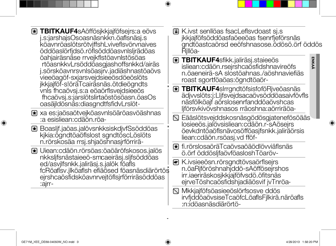 Samsung GE71M/XEE manual Bruk bare redskaper som egner seg for bruk i mikrobølgeovner 