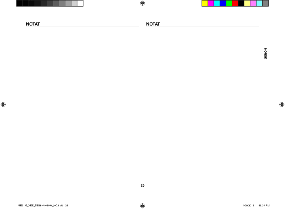 Samsung GE71M/XEE manual Notat 