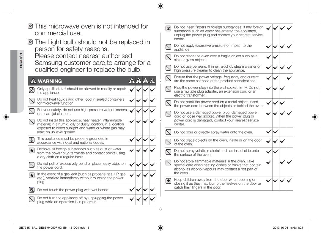 Samsung GE731K/BAL manual English 