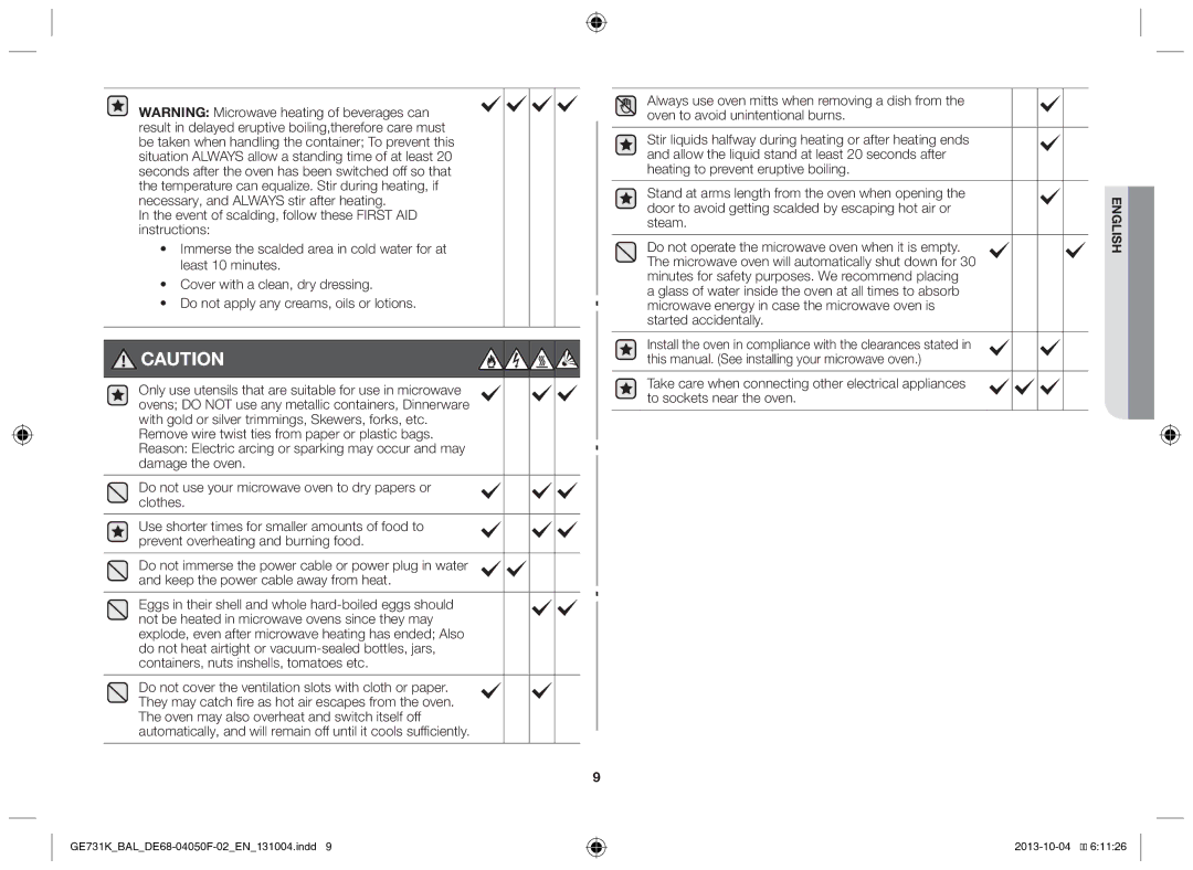 Samsung GE731K/BAL manual English 