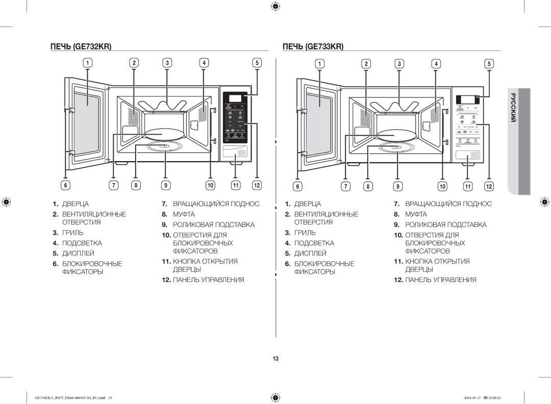 Samsung GE731KR-L/BWT manual Печь GE732KR Печь GE733KR 