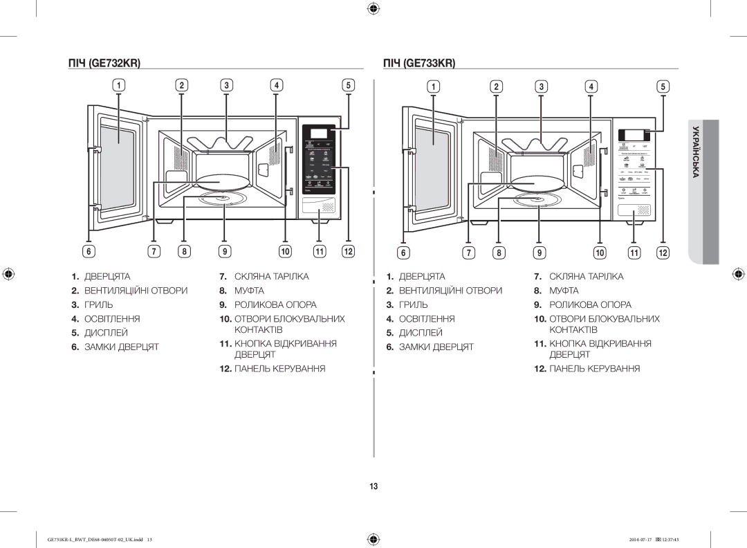 Samsung GE731KR-L/BWT manual ПІЧ GE732KR ПІЧ GE733KR 