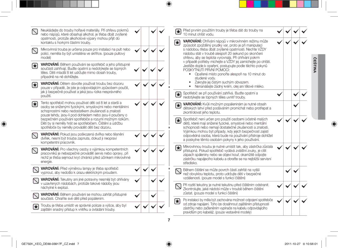 Samsung GE732K-B/XEO manual Poskytnutí První Pomoci 