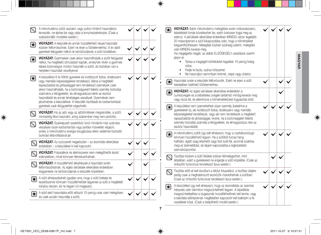 Samsung GE732K-B/XEO manual Magyar 