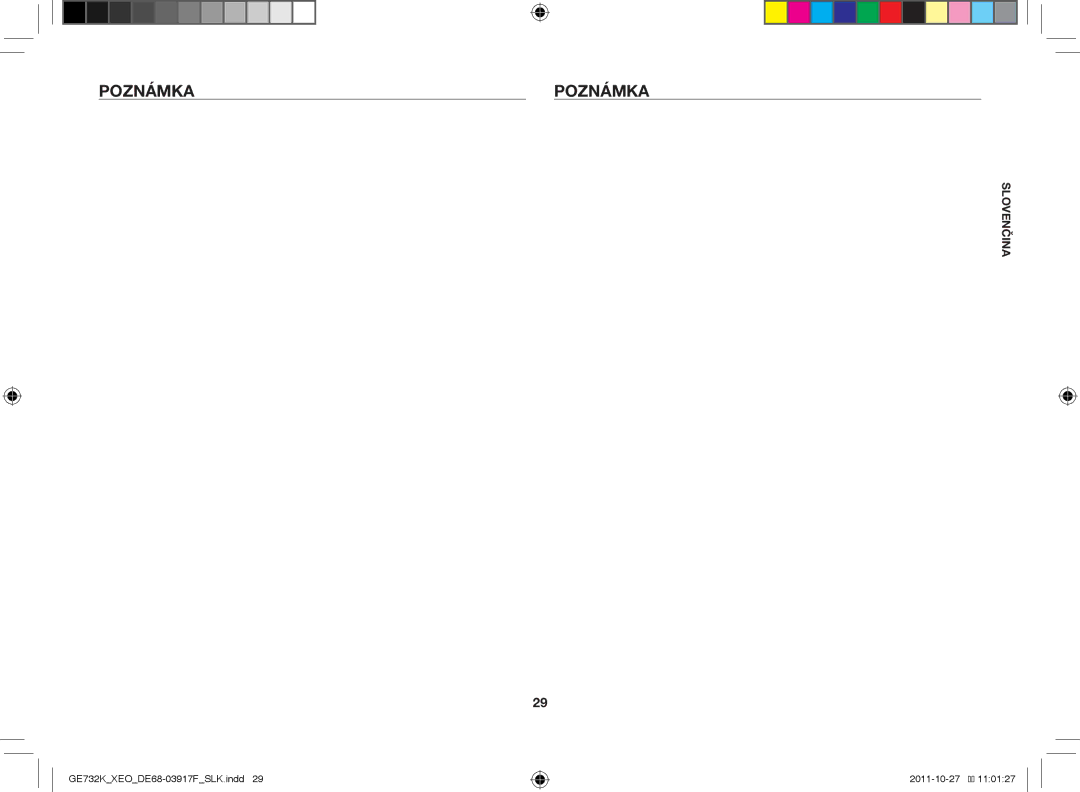 Samsung GE732K-B/XEO manual Poznámka 