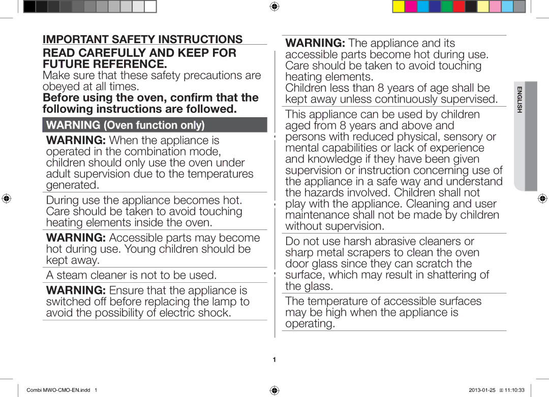 Samsung GE732K-S/XET manual Read Carefully and Keep for Future Reference, Steam cleaner is not to be used 