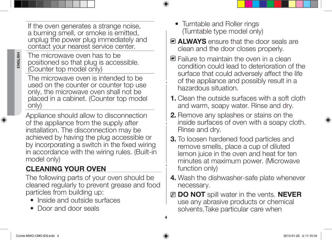 Samsung GE732K-S/XET manual Cleaning Your Oven 