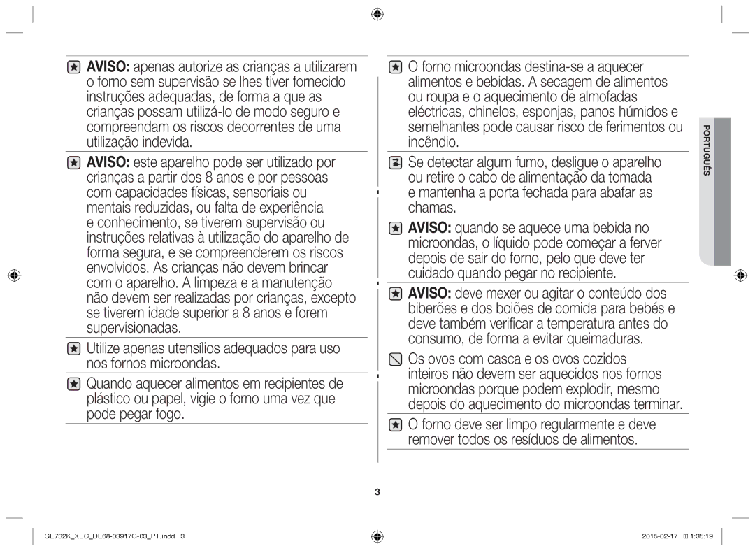 Samsung GE732K/XEC manual Remover todos os resíduos de alimentos 