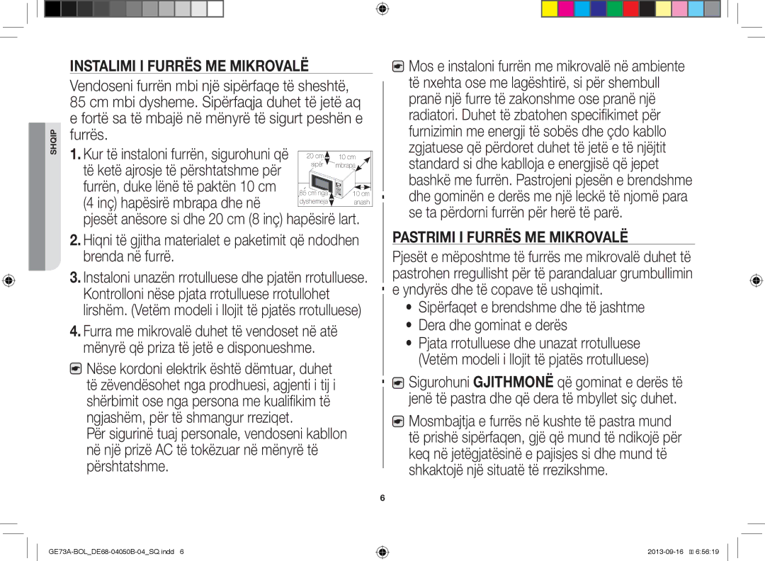 Samsung GE73A/BOL, GE73A/XEO manual Pastrimi I Furrës ME Mikrovalë 