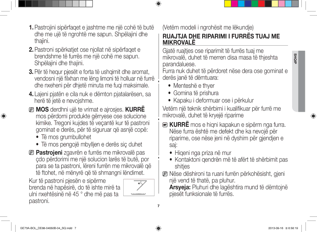 Samsung GE73A/XEO, GE73A/BOL manual Të mos grumbullohet, Ruajtja DHE Riparimi I Furrës Tuaj ME Mikrovalë 