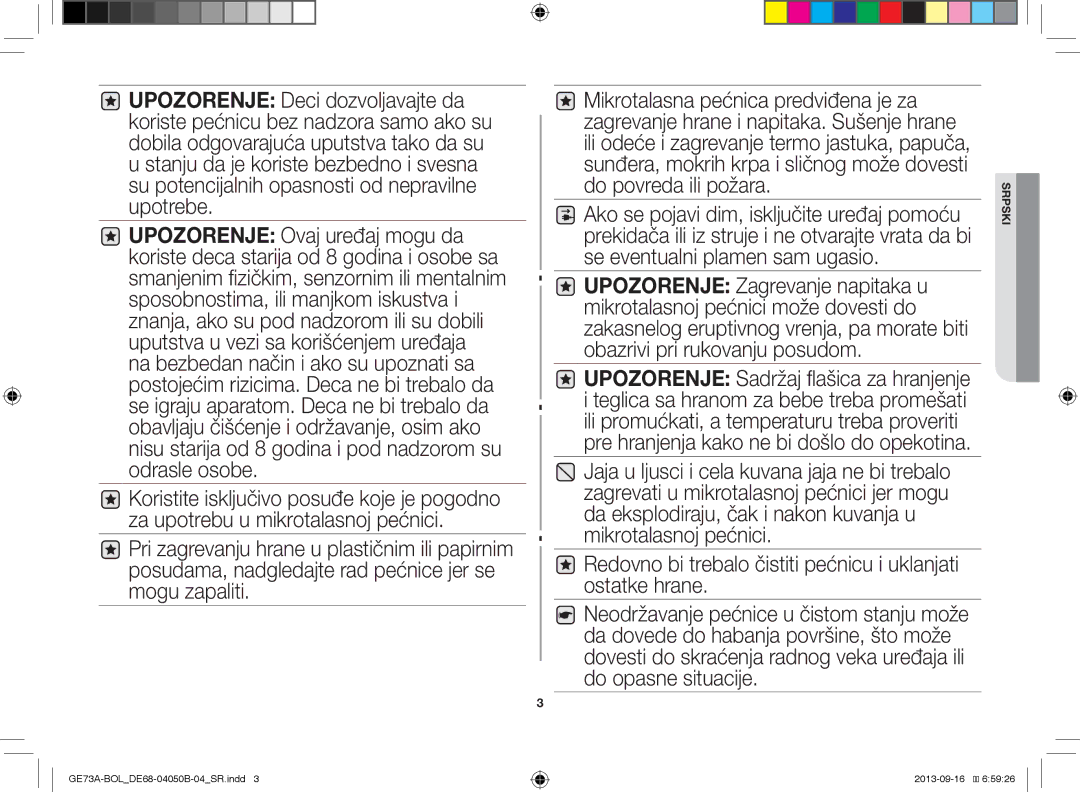 Samsung GE73A/XEO, GE73A/BOL manual Srpski 