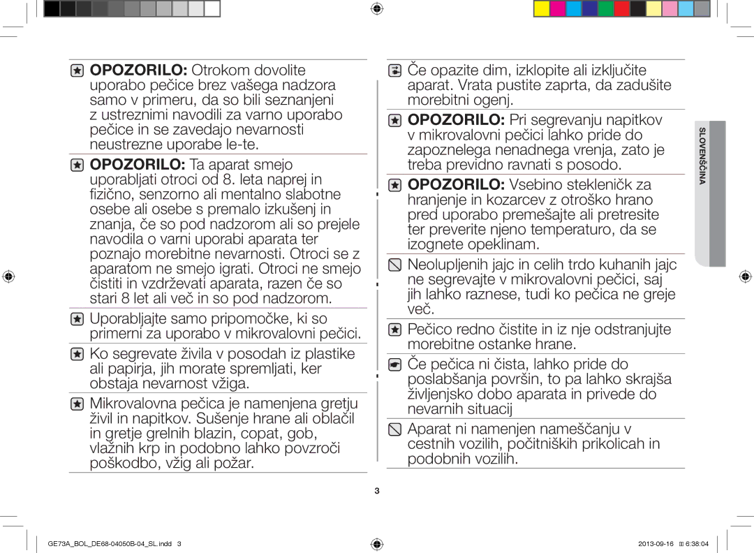 Samsung GE73A/XEO, GE73A/BOL manual Slovenščina 