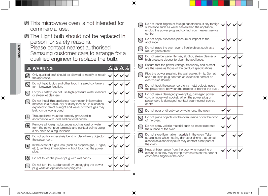 Samsung GE73A/BOL, GE73A/XEO manual English 