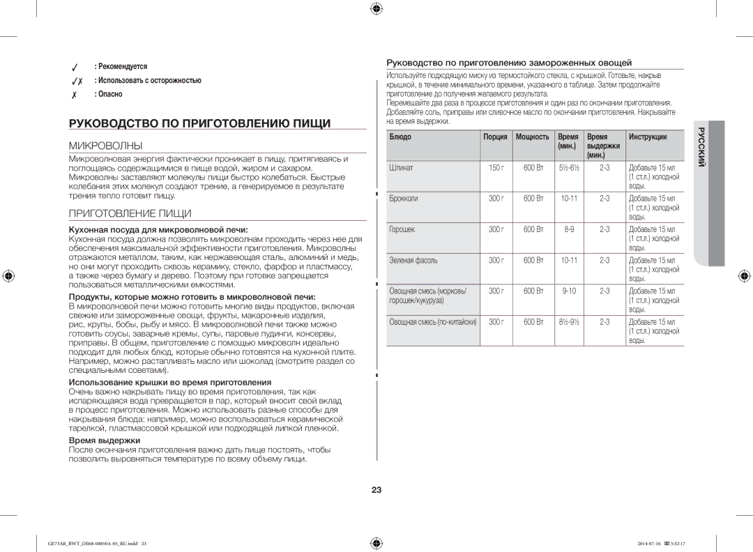 Samsung GE73AR/BWT manual Руководство ПО Приготовлению Пищи, Микроволны, Приготовление Пищи 