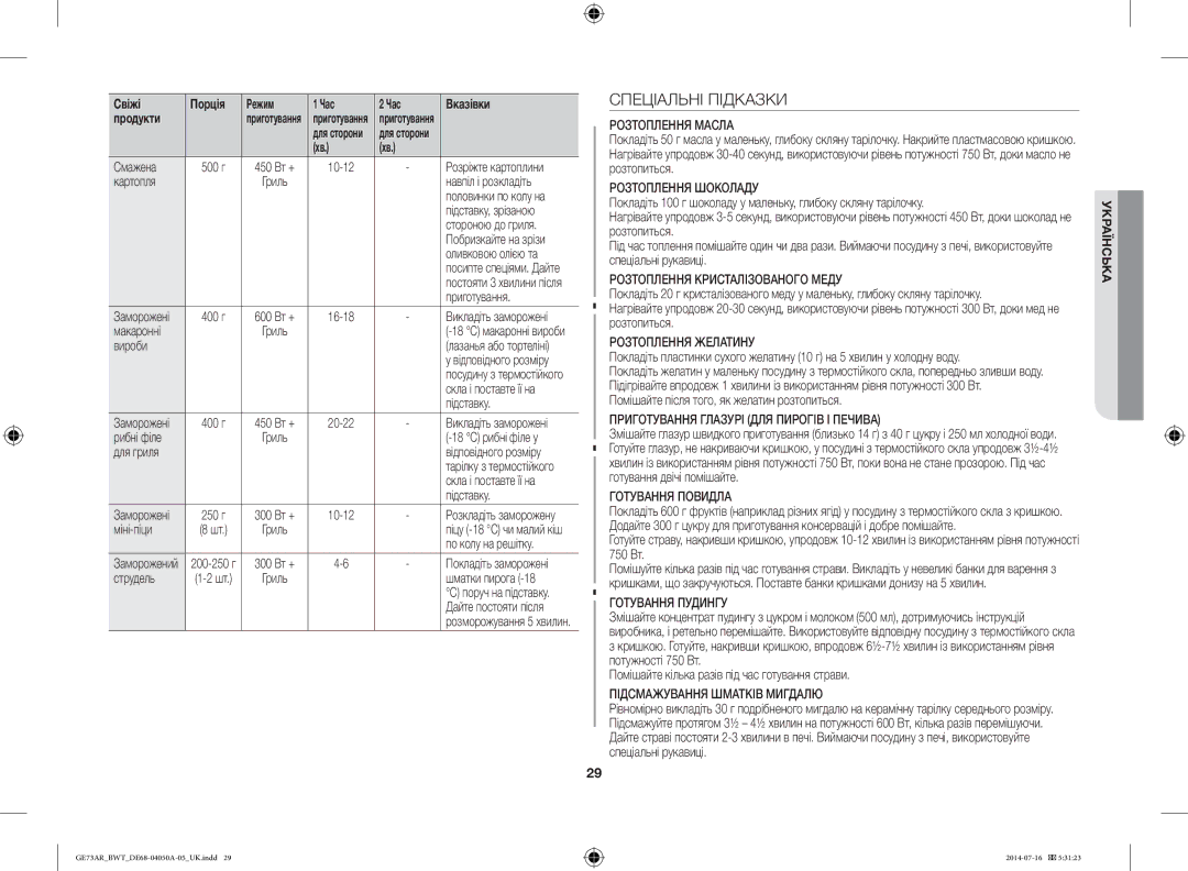 Samsung GE73AR/BWT manual Спеціальні Підказки 