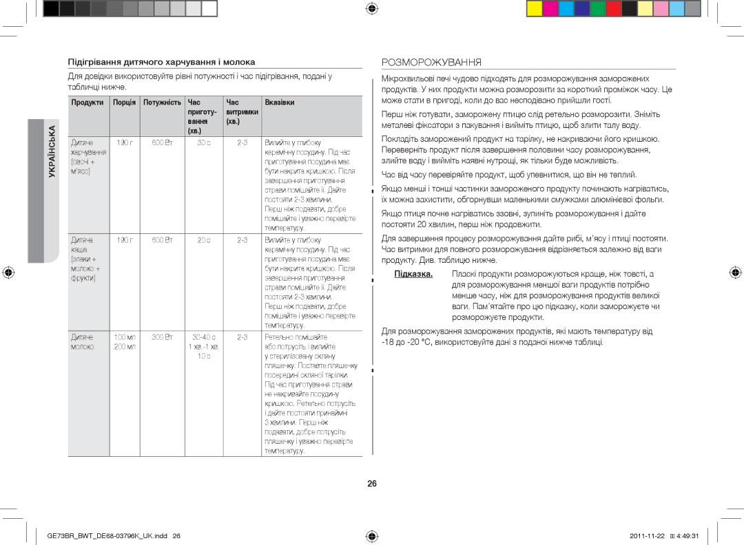 Samsung GE73BR/BWT manual Розморожування, Вання 