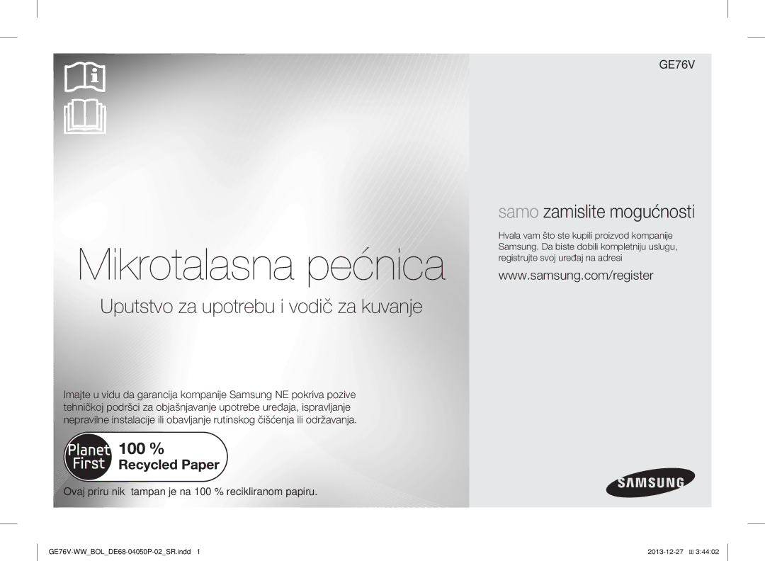 Samsung GE76V-WW/BOL manual Mikrotalasna pećnica 