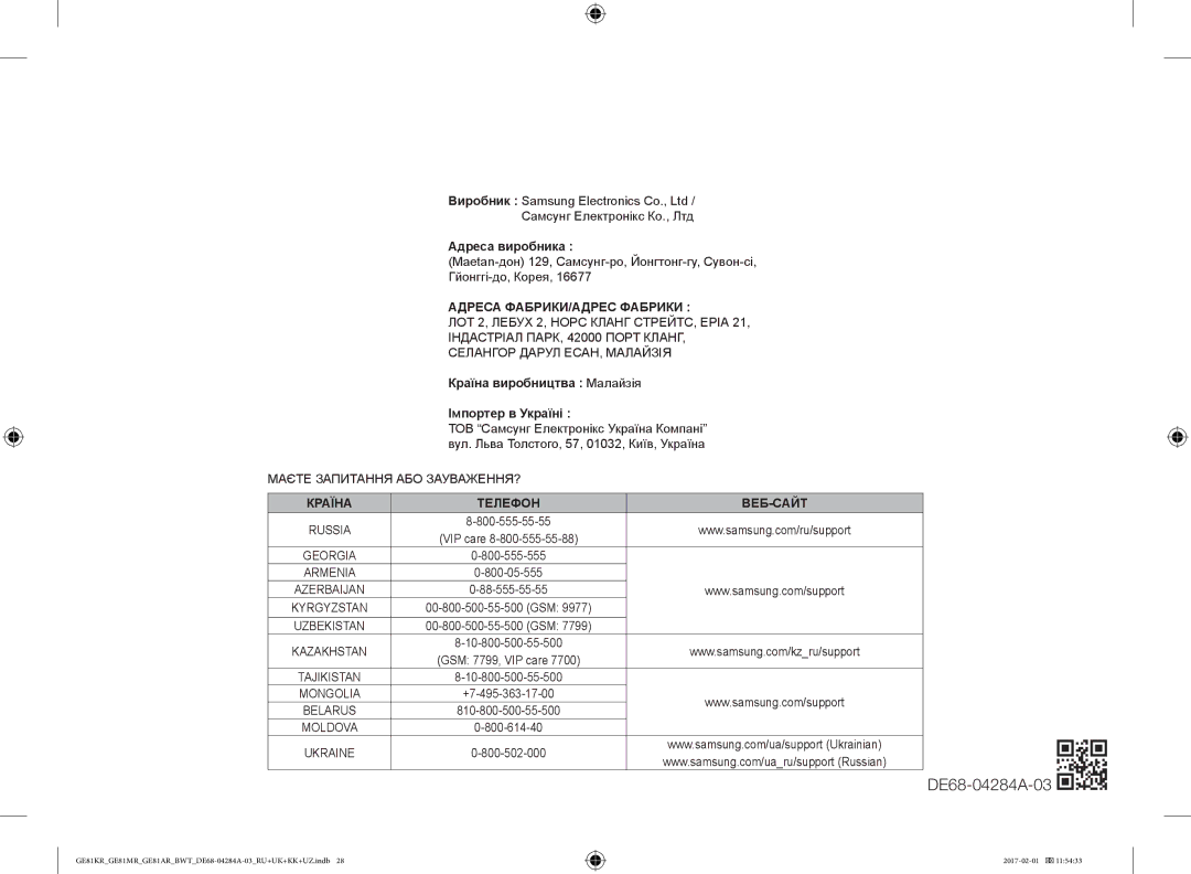 Samsung GE81ARW/BW, GE81MRTB/BW, GE81KRW-2/BW, GE81KRW-1/BW manual Адреса ФАБРИКИ/АДРЕС Фабрики, VIP care 