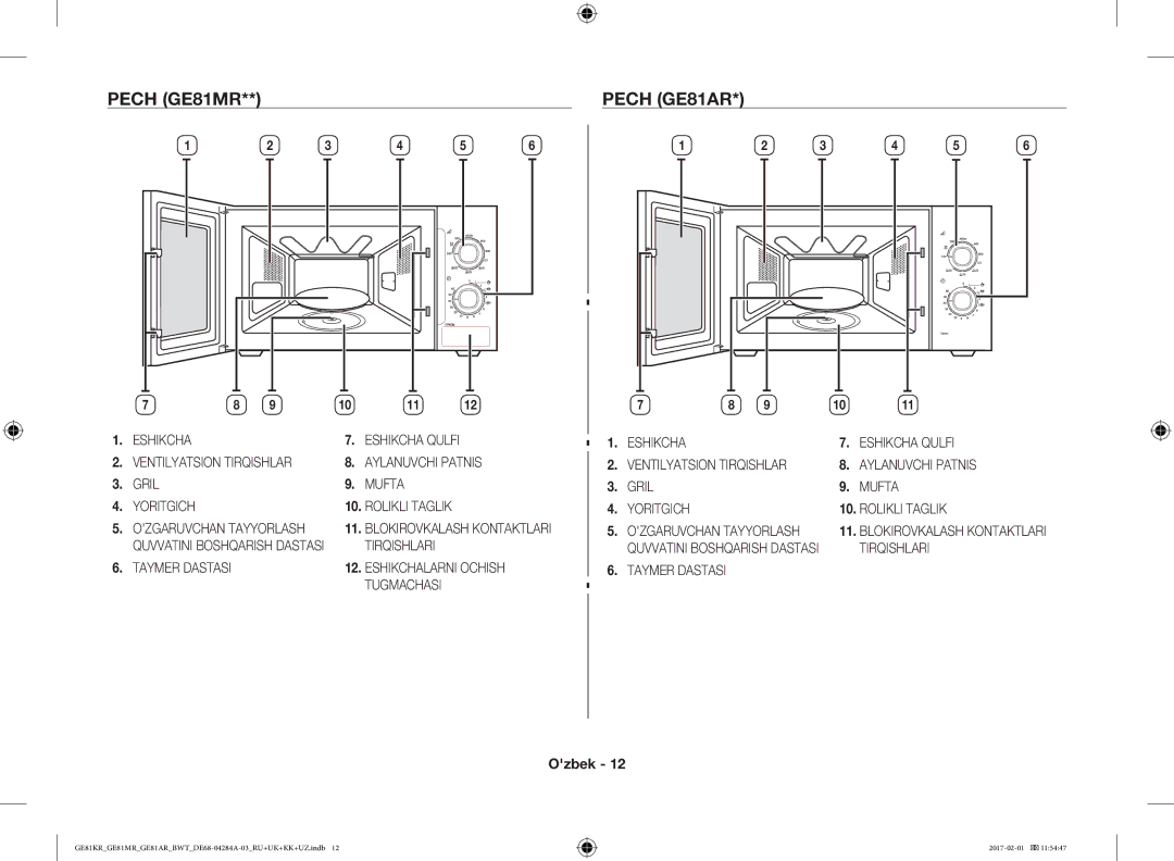 Samsung GE81ARW/BW, GE81MRTB/BW, GE81KRW-2/BW, GE81KRW-1/BW manual Pech GE81MR Pech GE81AR, Taymer Dastasi 