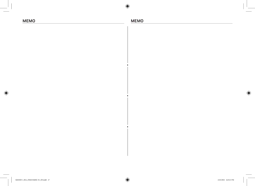 Samsung GE81KB-1/BAL manual Memo 