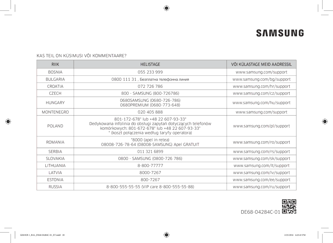 Samsung GE81KB-1/BAL manual KAS Teil on Küsimusi VÕI KOMMENTAARE? Riik Helistage, Poland 