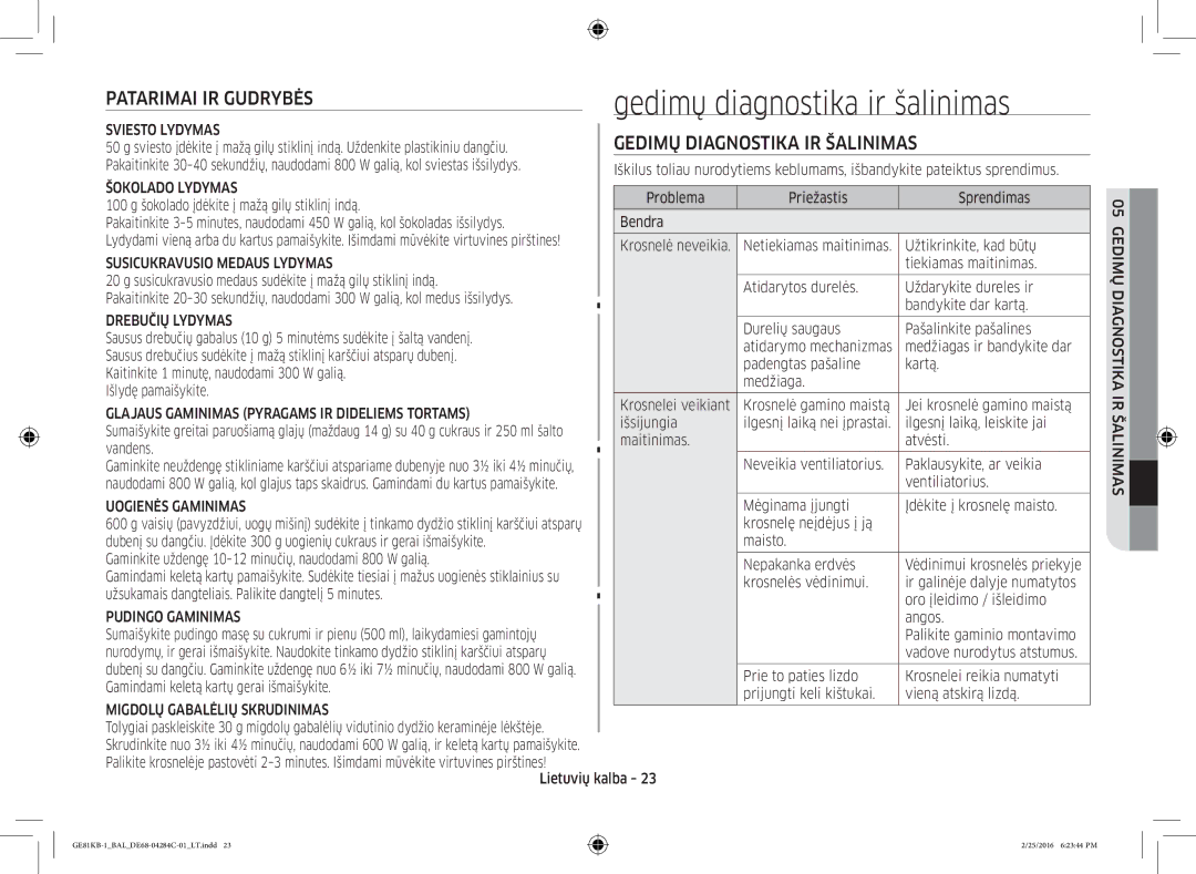 Samsung GE81KB-1/BAL manual Gedimų diagnostika ir šalinimas, Patarimai IR Gudrybės, Gedimų Diagnostika IR Šalinimas 