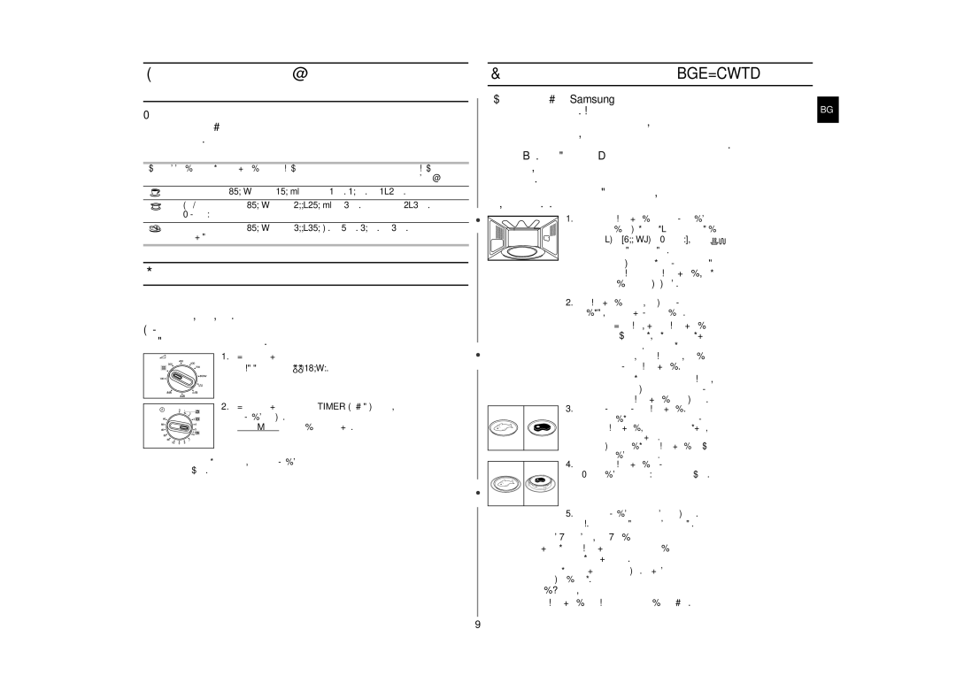 Samsung GE81W/BOL manual Настройки за моментално претопляне/ готвене, Ръчно размразяване на храни,  Моля, забележете 