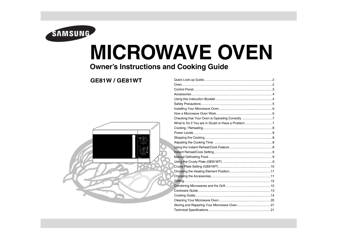 Samsung GE81W/BOL manual Microwave Oven 