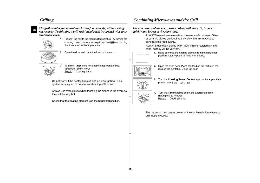 Samsung GE81W/BOL manual Grilling Combining Microwaves and the Grill 