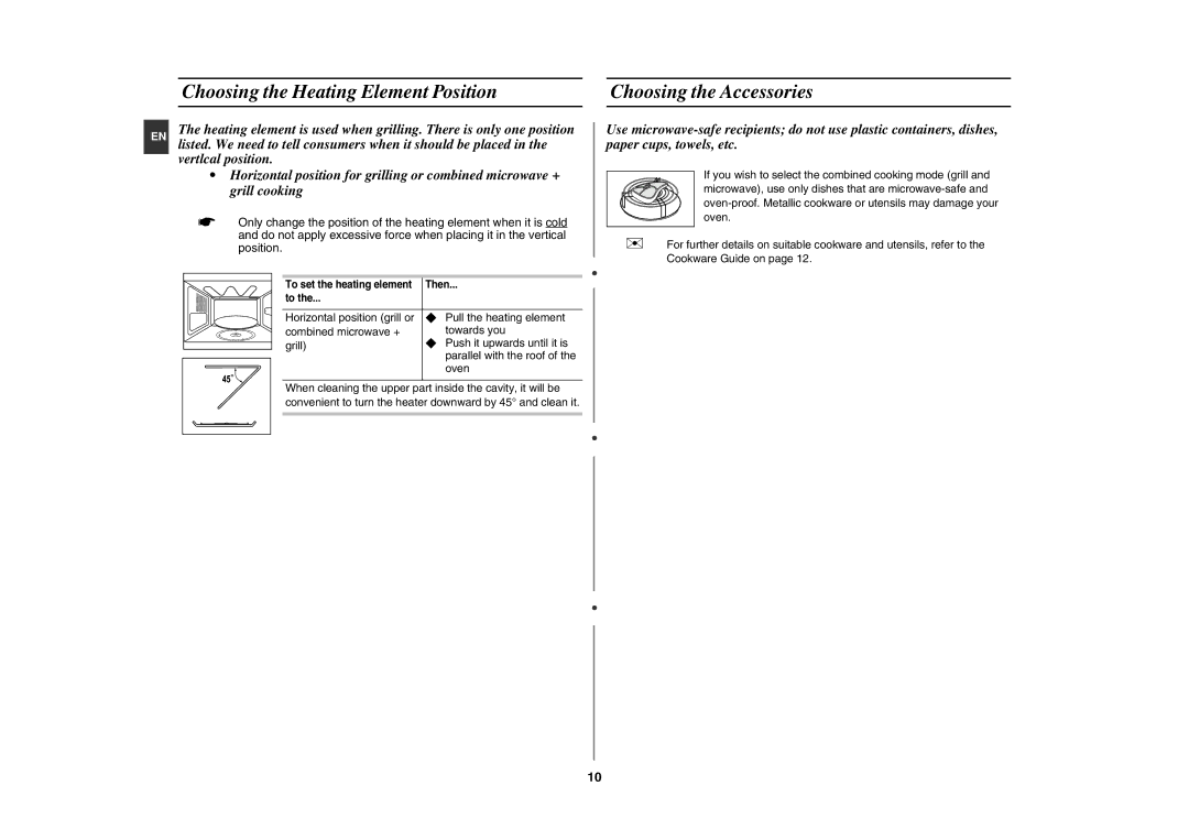 Samsung GE82NC-S/XEE manual Listed. We need to tell consumers when it should be placed 