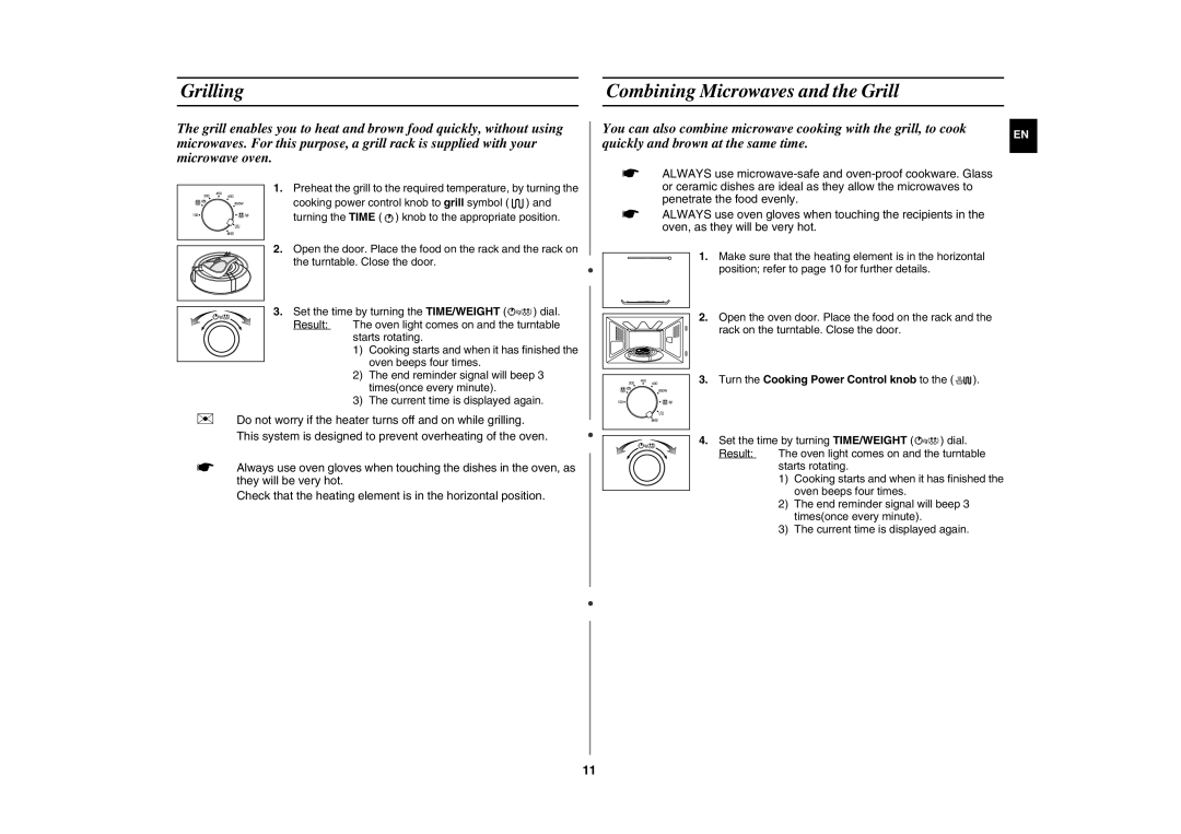 Samsung GE82NC-S/XEE manual Grilling Combining Microwaves and the Grill 