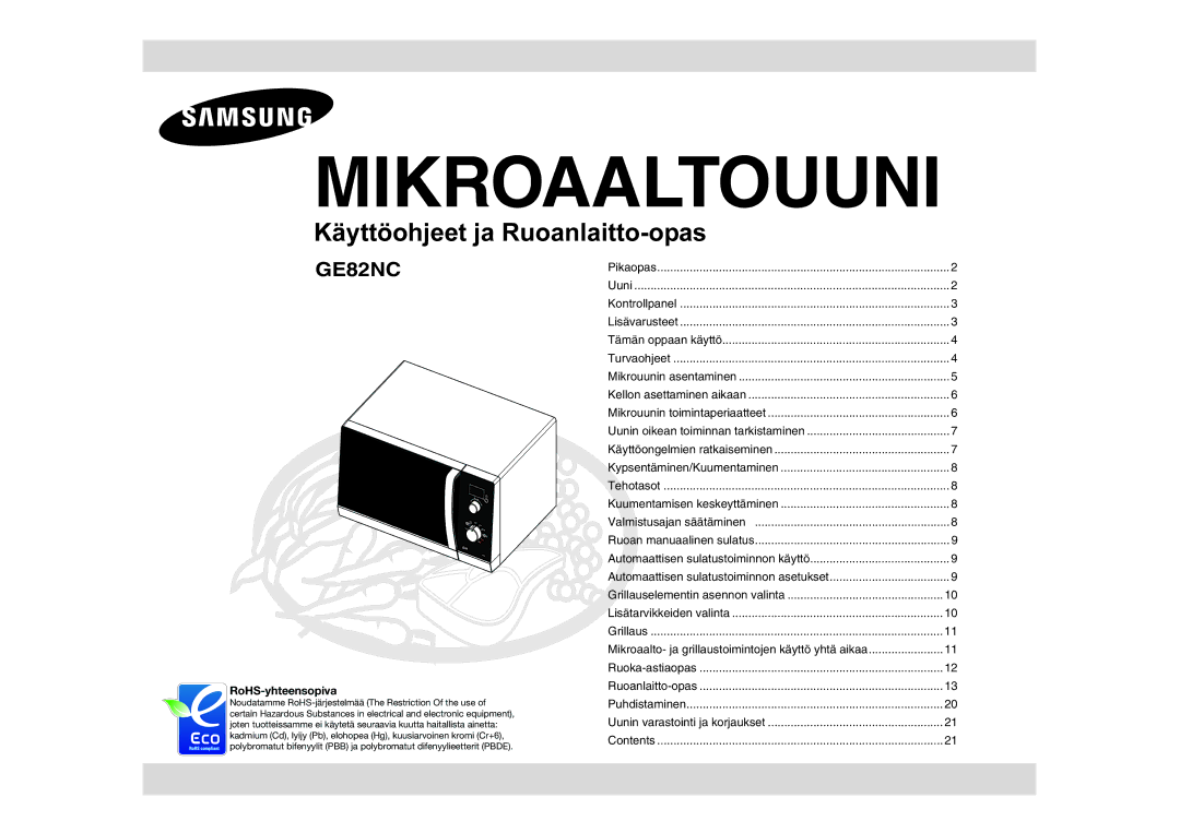 Samsung GE82NC-S/XEE manual Mikroaaltouuni 