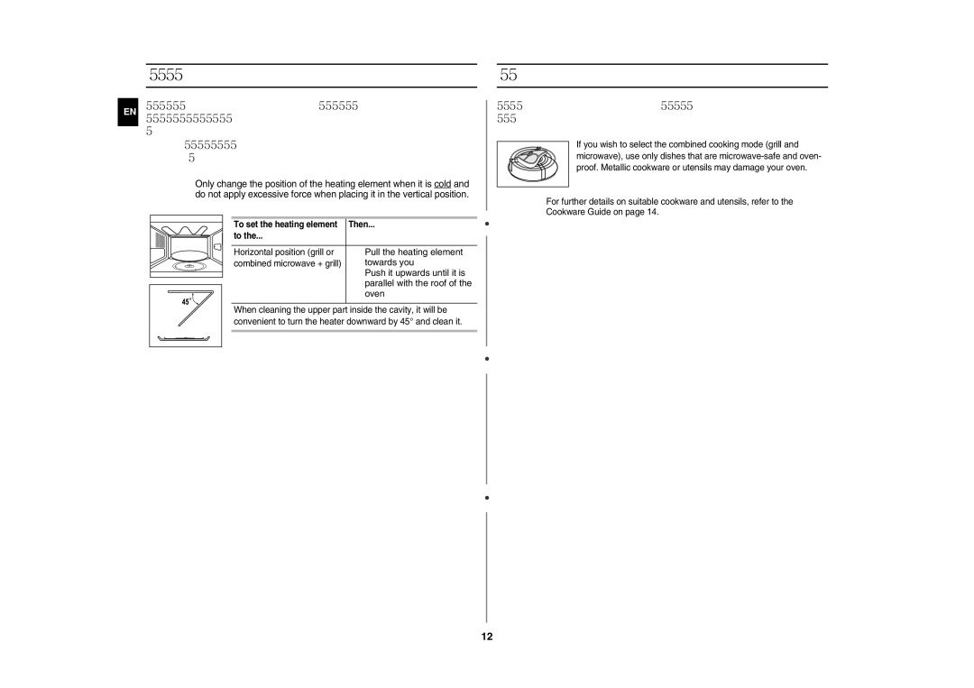 Samsung GE82P-S/ELE manual  Pull the heating element, Towards you,  Push it upwards until it is 