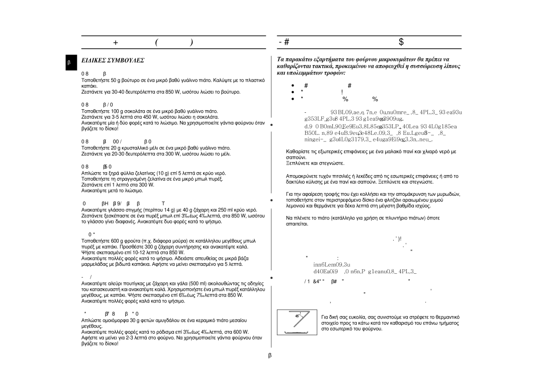 Samsung GE82P-S/ELE manual Καθαρισμός του φούρνου μικροκυμάτων, ΕL Ειδικεσ Συμβουλεσ 