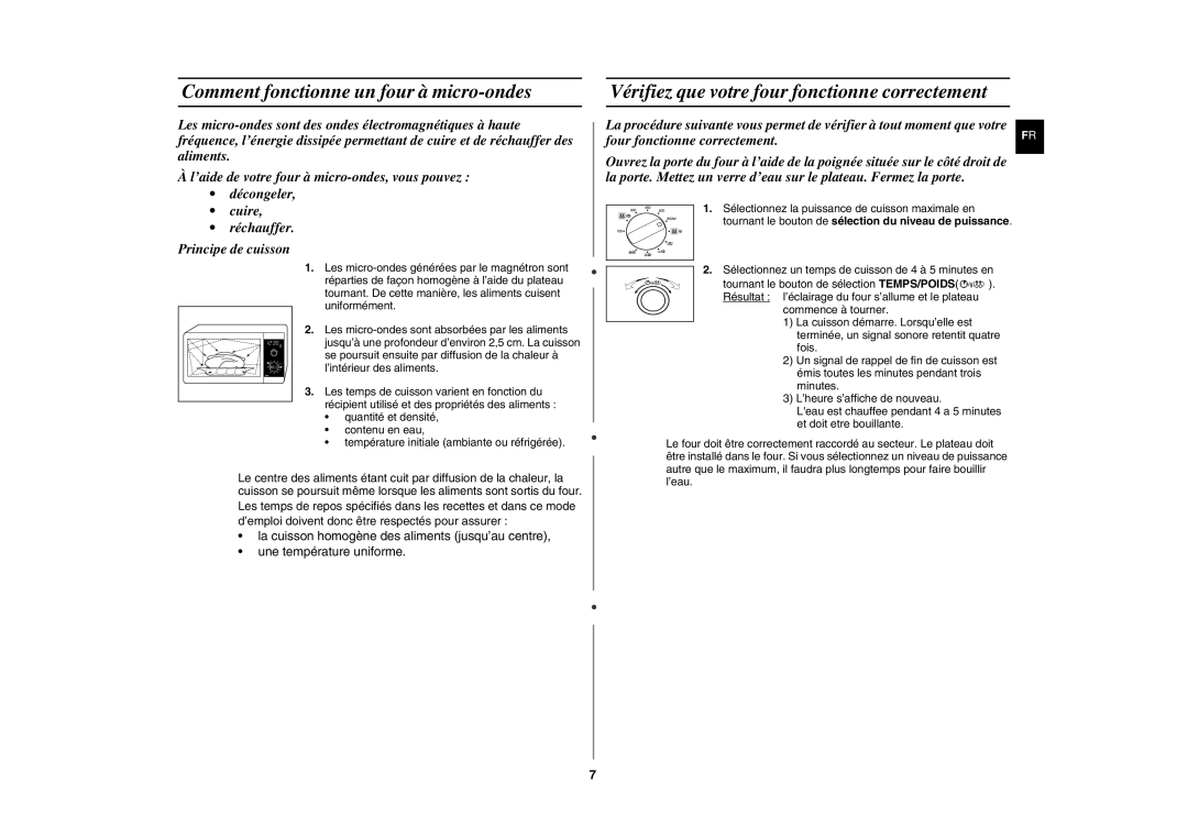 Samsung GE82P-SX/XEF manual Comment fonctionne un four à micro-ondes, Vérifiez que votre four fonctionne correctement 