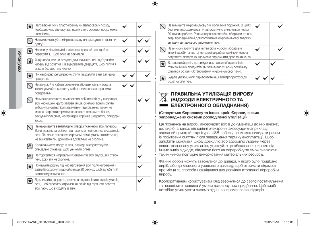 Samsung GE82VR-WWH/BWT manual GE82VR-WWHDE68-03926JUKR.indd 2012-01-16 