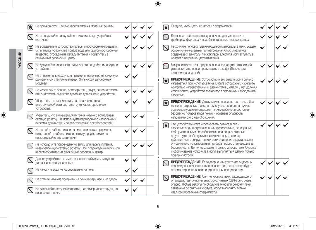 Samsung GE82VR-WWH/BWT manual Русский 