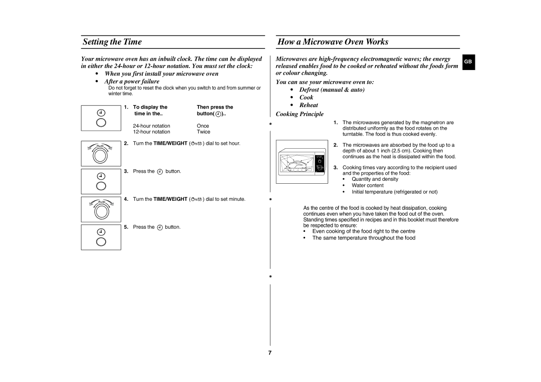 Samsung GE82W/BOL manual Setting the Time, How a Microwave Oven Works, To display, Time Button 