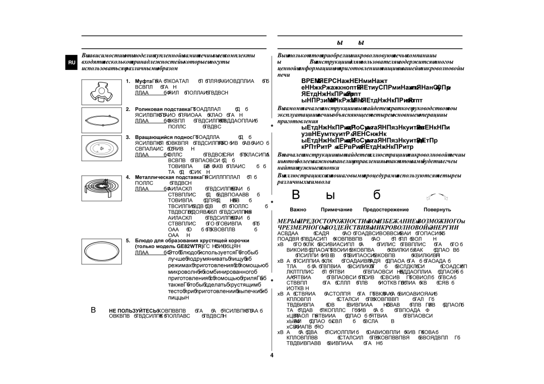 Samsung GE82WR/BWT, GE82WR/SBW manual Принадлежности, Использование этой инструкции, Вращающийся поднос 