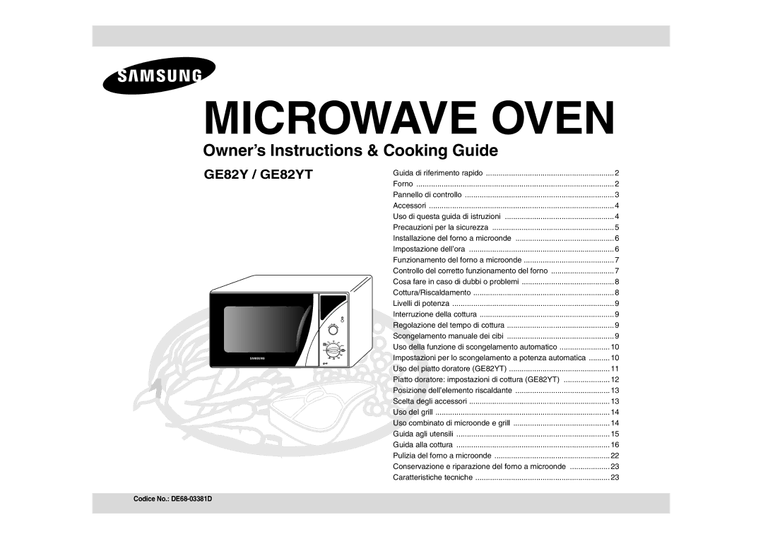 Samsung GE82Y-S/ERP manual Microwave Oven 