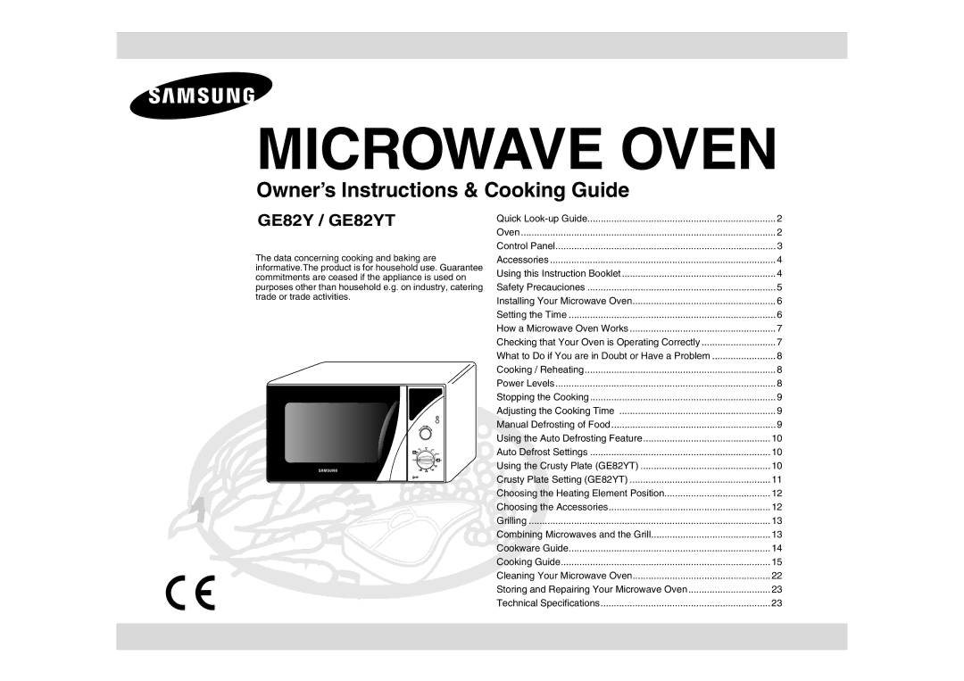 Samsung GE82Y-S/XEH manual Microwave Oven 