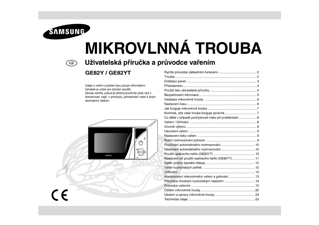 Samsung GE82Y-S/XEH manual Mikrovlnná Trouba 