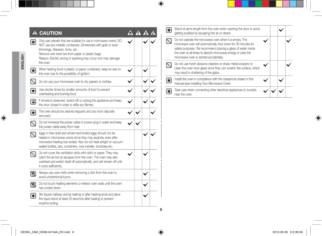 Samsung GE83A/ZAM manual Do not use your microwave oven to dry papers or clothes 