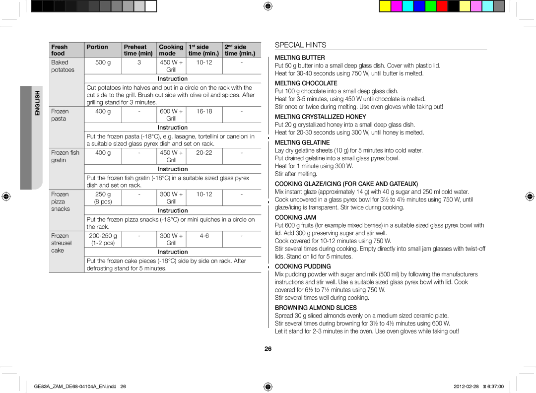 Samsung GE83A/ZAM manual Stir several times well during cooking 