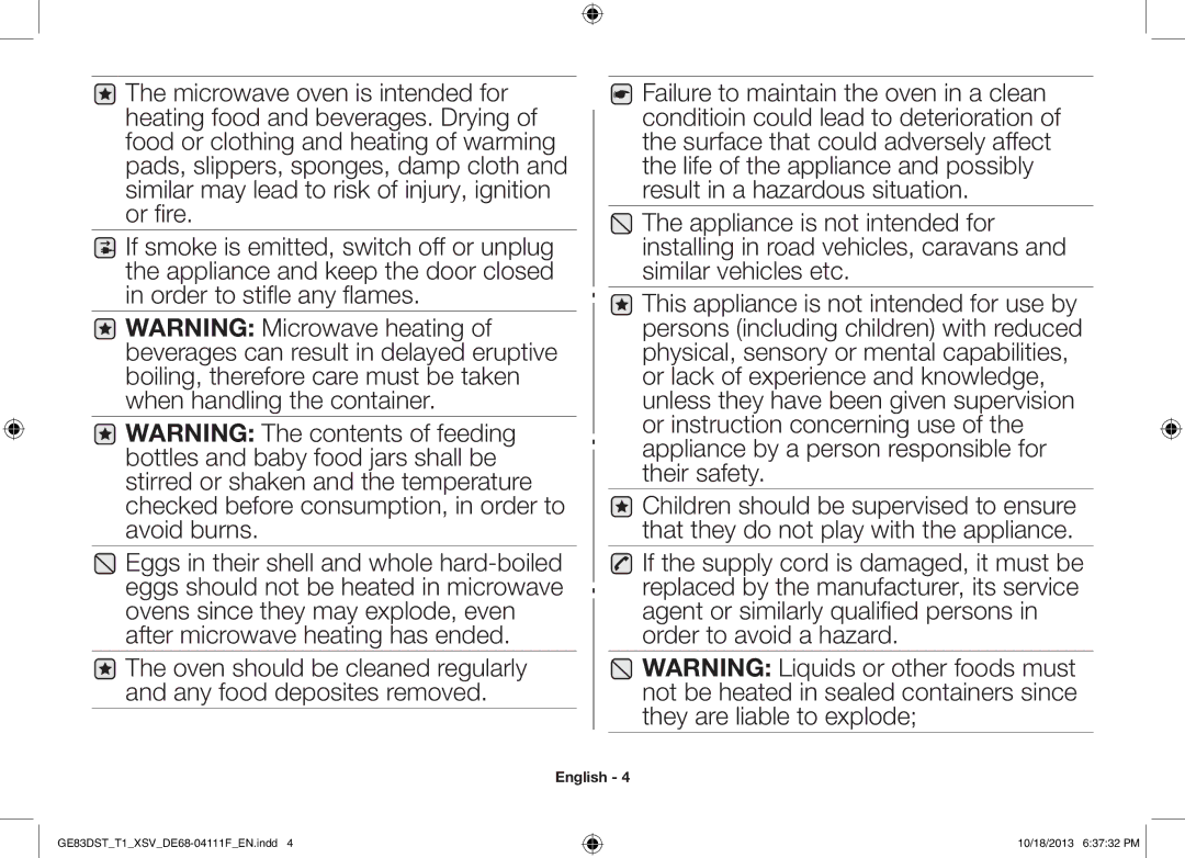 Samsung GE83DST-T1/XSV manual English 