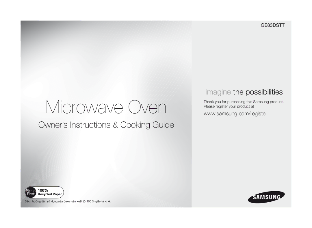 Samsung GE83DSTT/XSV manual Microwave Oven 