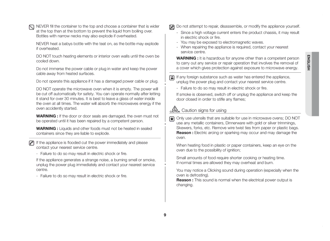 Samsung GE83DSTT/XSV manual English 