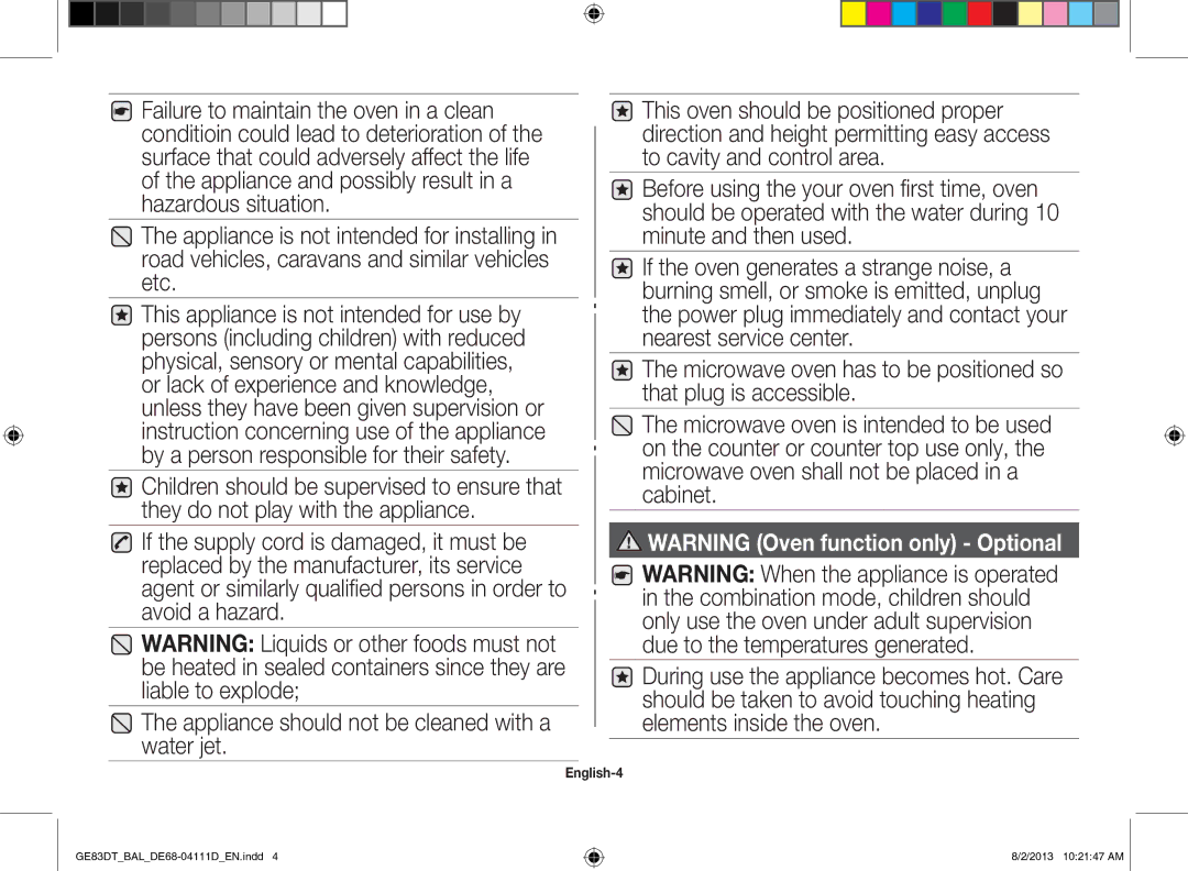 Samsung GE83DT-1/BAL manual English-4 