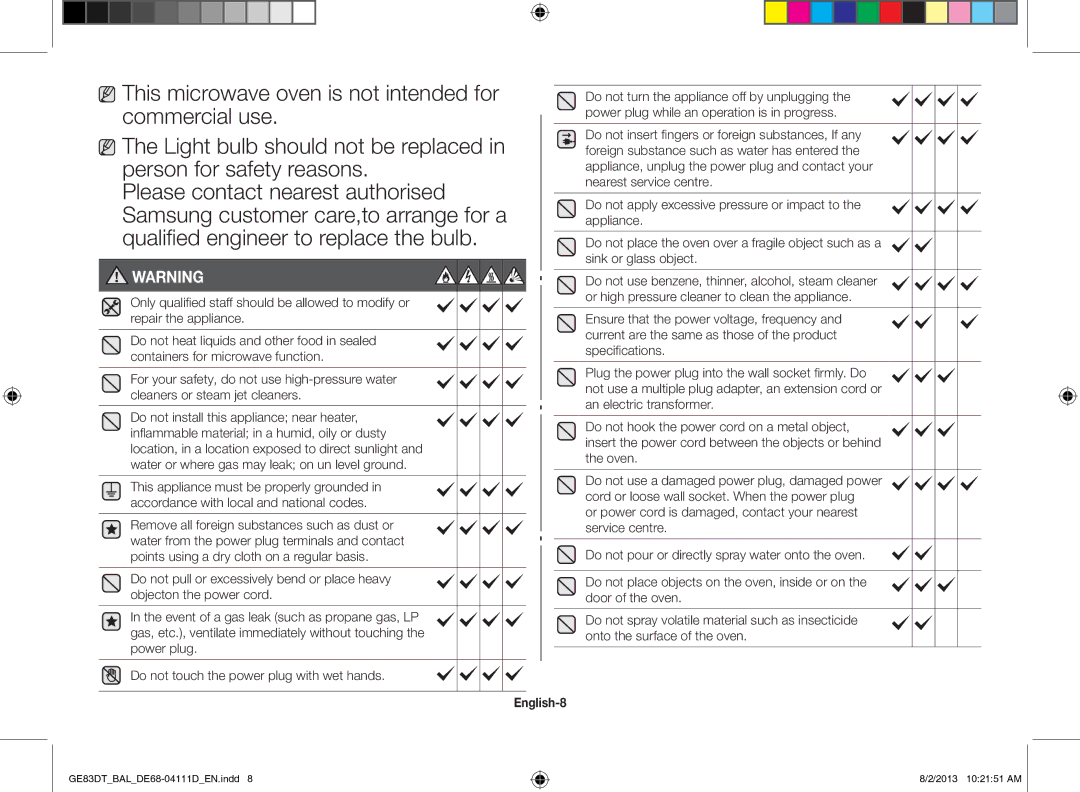 Samsung GE83DT-1/BAL manual English-8 